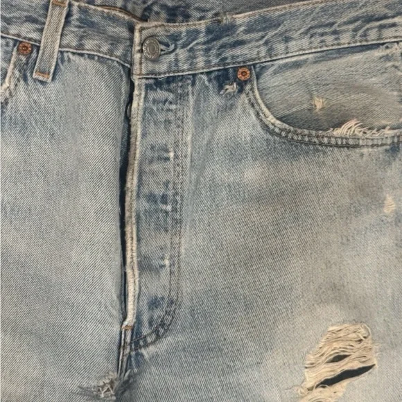 VTG Levi's 501 Upcycled Custom Patchwork Distressed Jeans Womens 33x36 ISA
